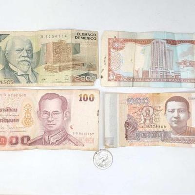 #1714 â€¢ (4) Foreign Currency Banknotes and Coin
