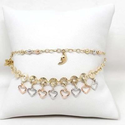 #800 â€¢ (2) 14k Gold Charm Bracelets, 7g
