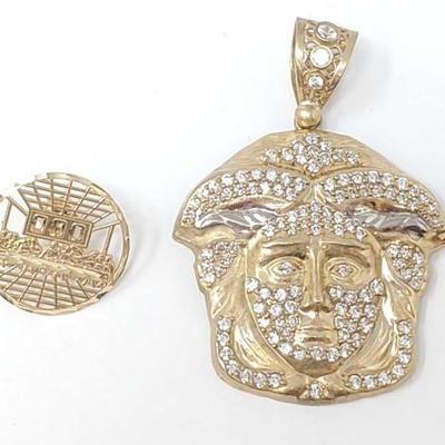 #856 â€¢ 10k Gold Pendant with Rhinestones and Pin, 11g
