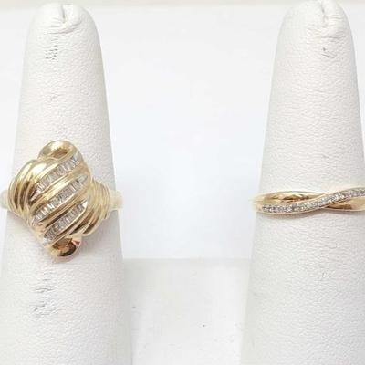 #868 â€¢ (2) 10k Gold Diamond Rings, 4g
