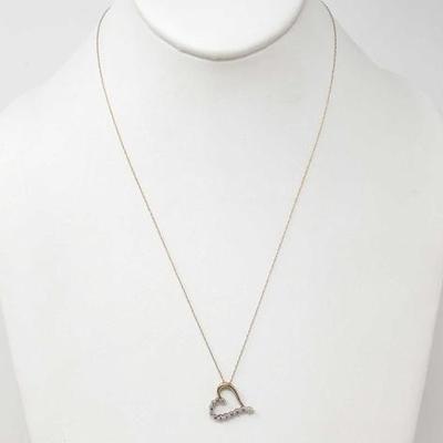 #874 â€¢ 10k Gold Pendant and Gold Necklace with Diamond Heart Pendant, 5g
