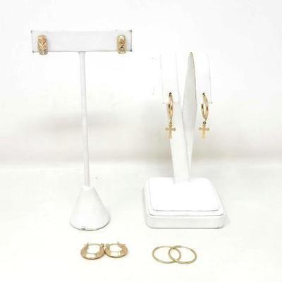 #784 â€¢ (4) Pairs of 14k Gold Earrings, 6g
