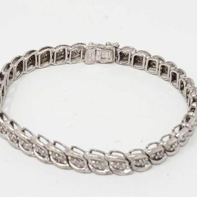 #906 â€¢ Sterling Silver Diamond Tennis Bracelet, 13g
