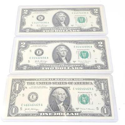 #1504 â€¢ 3 United States of America Banknotes
