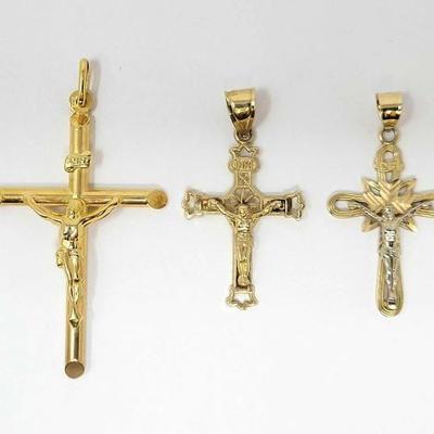 #774 â€¢ (3) 14k Gold Cross Pendants, 6g
