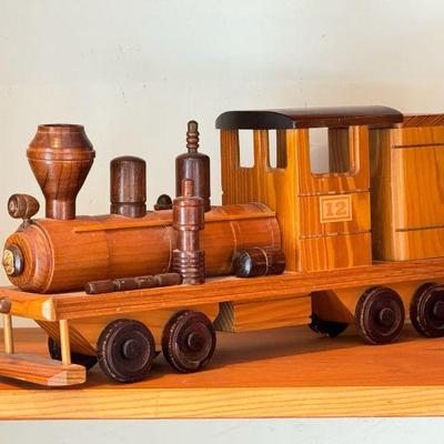 Finely Carved #12 Wood Locomotive