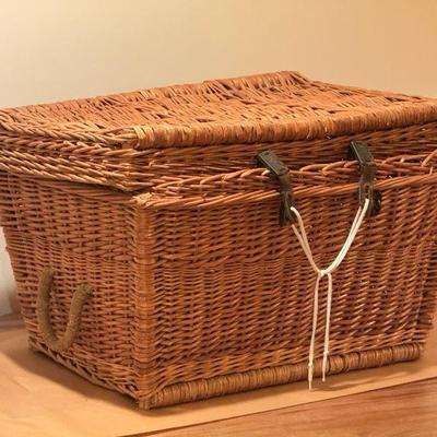 Sturdy Woven Wicker Basket with Latches