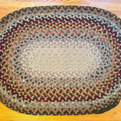 brown wool braided rug