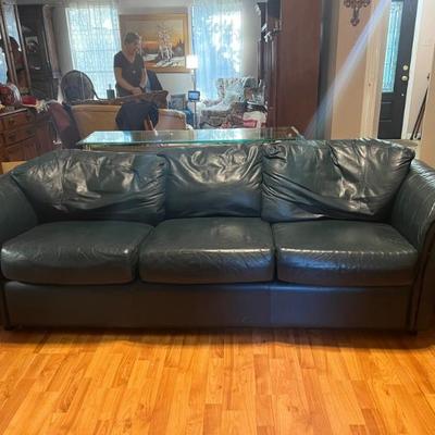 Dark Blue Leather Sofa. $350. 91x 26.5x38. All items available for pre-sale with pre-sale shopping appointments. Please text 985 507-6684...