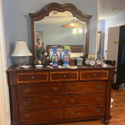 King Bed w/mattresses.Entire Set $1500. We also have matching dresser with mirror and 2 nightstands. All items available for pre-sale...