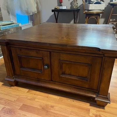 Coffee table w/storage all around. $325. 40x40x20.5. All items available for pre-sale with pre-sale shopping appointments. Please text...