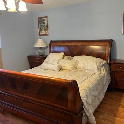 King Bed w/mattresses. Entire Set $1500. We also have matching dresser with mirror and 2 nightstands. All items available for pre-sale...