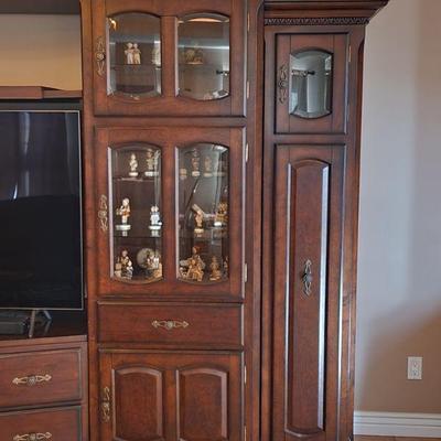 +++THIS ITEM AVAILABLE NOW AHEAD OF THE SALE Gorgeous 5 Piece Cherry Wood Wall Entertainment Center w/ Beveled Glass - can use as 1 unit...