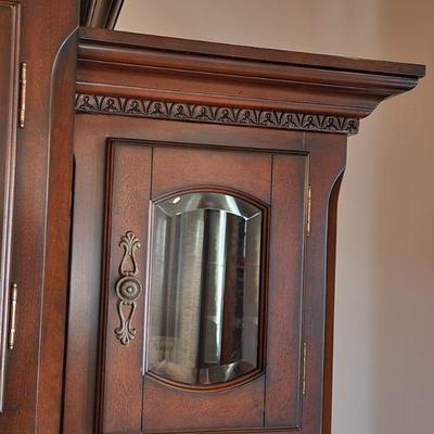 +++THIS ITEM AVAILABLE NOW AHEAD OF THE SALE Gorgeous 5 Piece Cherry Wood Wall Entertainment Center w/ Beveled Glass - can use as 1 unit...