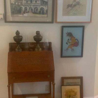 Antique secretary, Tsosie painting