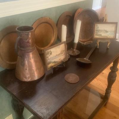 Antique copper antique English table with lovely patina