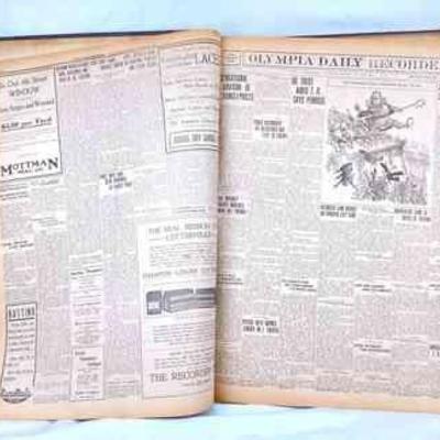 BIHY934 Antique Hardbound Collection Of Olympia Daily Recorder	Very large antique 1912 volume of Olympia Daily Recorder dating from...