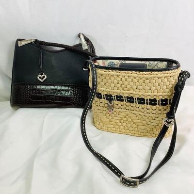 SAWI303 Brighton Handbags	The Black and Brown Pebbled Leather Purse has a braided strap and silver hardware.Â The Black and Brown Pebbled...