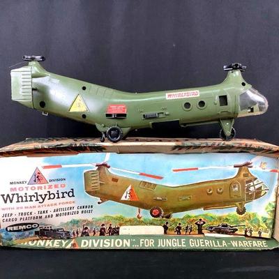 BIHY211 Vintage Motorized Whirlybird Helicopter Monkey Division	Â 1960's Remco Whirlybird helicopter Monkey division for jungle...