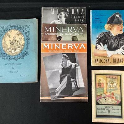 BIHY958 1930's - 40's Fashion & Sewing Publications	3 Minerva Yarns Books, Volumes 40, 63, & 76. 1934 Columbia...