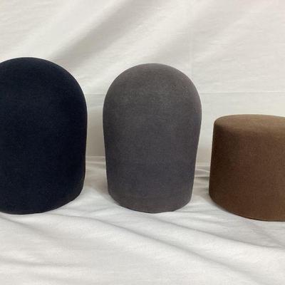 BIHY112 Midwest HB & D Co., Milliners Wood Hat Blocks	Three vintage or antique Midwest HB & D Co milliners wood hat blocks. These felted...