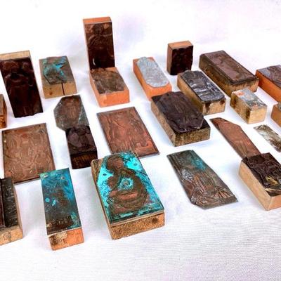 BIHY910 Antique Lingerie Letter Press Blocks	25 Copper letter press blocks depicting women's lingerie used in printing advertisements..
