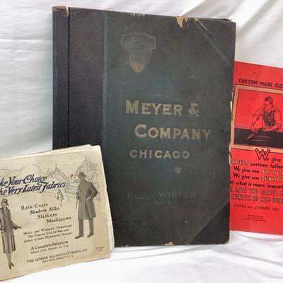 BIHY850 Vintage Antique Salesman Sample & Tailoring Books	1914-1915 Fall, winter, Large, Meyer & Co., men's fabric sample book. Book no...