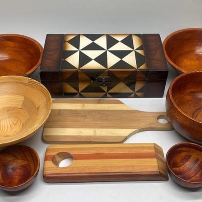 Wooden: 6- Bowls, 1- Box, 2- Charcuterie Boards