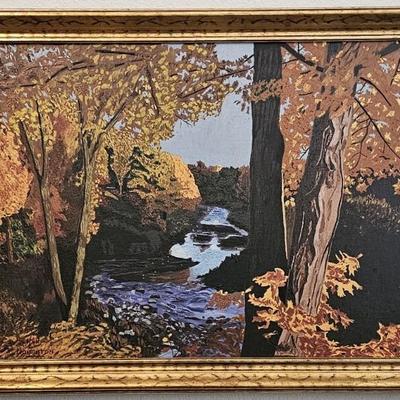 Oil on Board, Forest Scene Signed F. L. Houghton