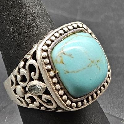 925 Silver Turquoise Ring. 9.05 grams, size 7Â½