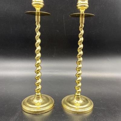 Pair Vintage Aldwin Brass 10.5in Candlesticks