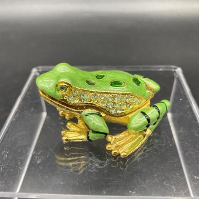 Bejeweled & Enameled over Brass Frog Trinket Box