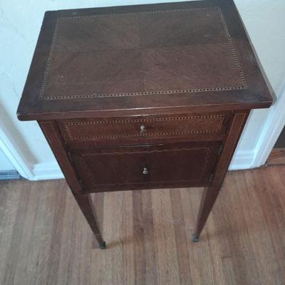 Antique inlaid two drawer end