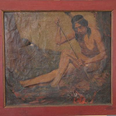 Antique Native American oil painting