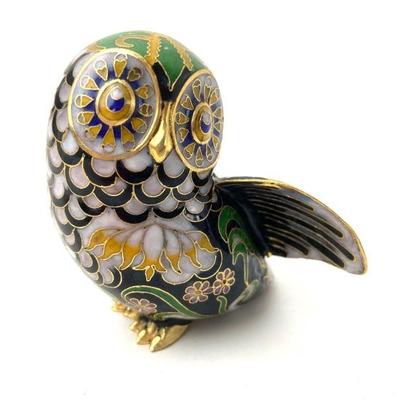 #12 â€¢ House of Faberge Cloisonne Owl Figurine - 3