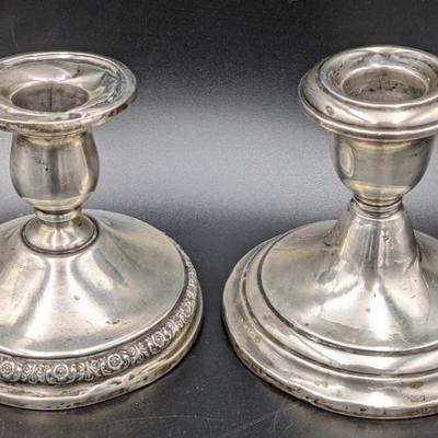 #49 â€¢ Two Unmatched Sterling Weighted Candlesticks - Gorham, International Silver
