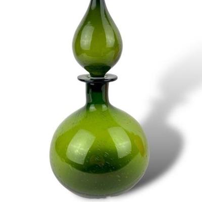 #135 â€¢ Vintage Green Art Glass Decanter
