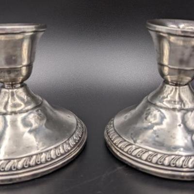 #47 â€¢ Pair JR Sterling Silver Vintage Weighted Candlesticks
