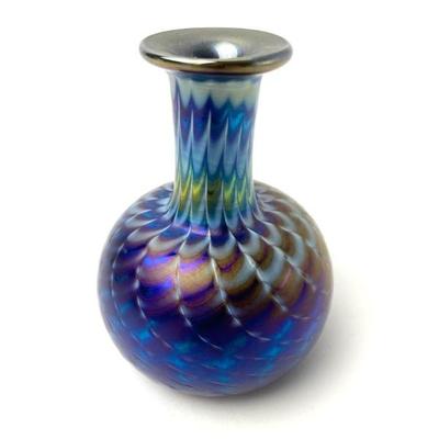 #10 â€¢ The Glass Eye Studios Signed Small Iridescent Vase
