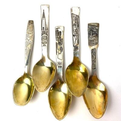#13 â€¢ 5 Sterling Silver Scandinavian Collectable Holiday Spoons
