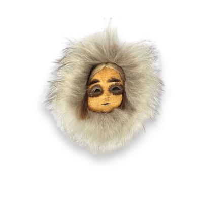 #18 â€¢ Small Vintage Inuit Leather and Fur Mask
