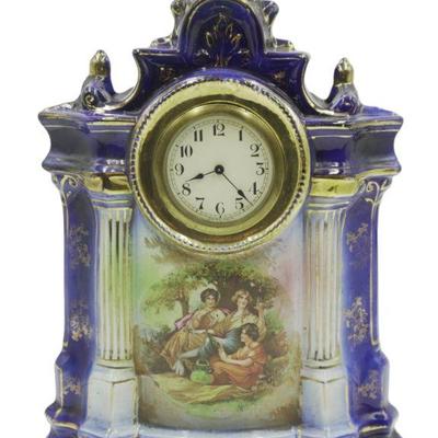 ANTIQUE ENGLISH MANTLE CLOCK DIAMOND POTTERY