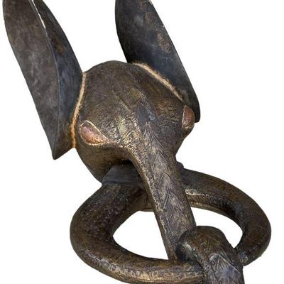 LARGE CARVED VINTAGE TANZANIAN ELEPHANT MASK