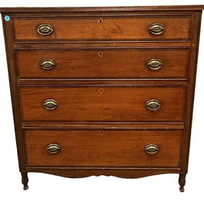 ANTIQUE HEPPLEWHITE 4 DRAWER CHERRY CHEST