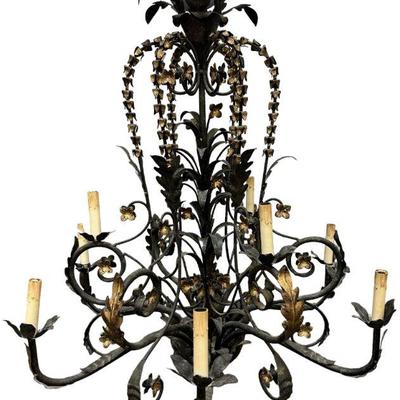 CURREY AND COMPANY BRONZE FLORAL CHANDELIER