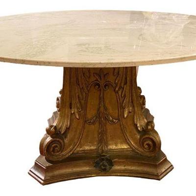 ITALIAN HAND CARVED WOOD PEDESTAL SIDE TABLE