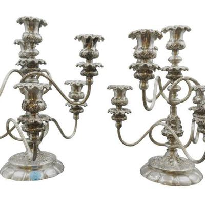 PAIR OF LARGE VINTAGE ORNATE 7 LIGHT CANDLEABRA