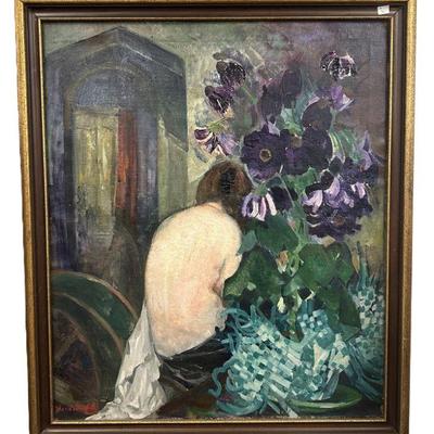 BORIS ANISFELD (RUSSIAN 1878-1973) WOMAN IN GARDEN