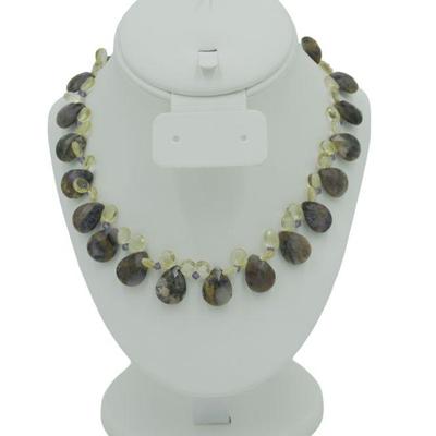 CITRINE & CHALCEDONY AGATE NECKLACE