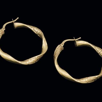 18K GOLD TWIST HOOP EARRINGS